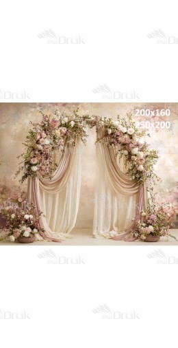 Tło fotograficzne „Kwiatowa brama w pastelach z welonem” | E802